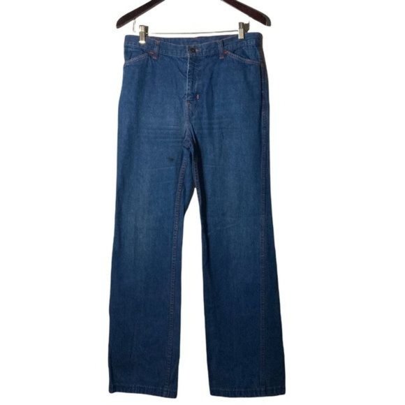 1970s Faded Glory by Appendagez Wide Leg Blue Jeans 100% Cotton Denim Jr Size 34 - Picture 2 of 16